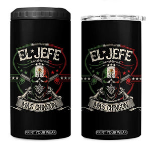 Funny El Jefe Mas Chingon 4 in 1 Can Cooler Tumbler Mexican Boss TS11 One Size: 16 oz Black Print Your Wear