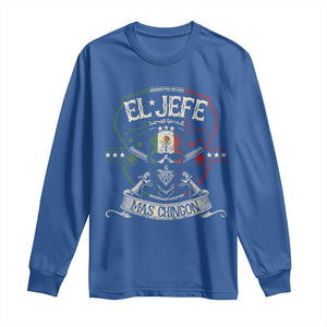 Funny El Jefe Mas Chingon Long Sleeve Shirt Mexican Boss TS11 Royal Blue Print Your Wear