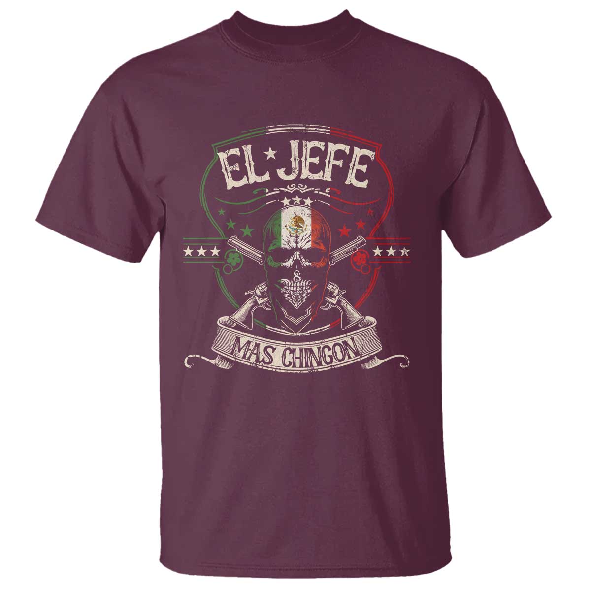 Funny El Jefe Mas Chingon T Shirt Mexican Boss TS11 Maroon Print Your Wear