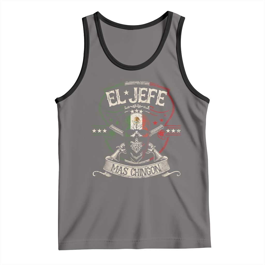 Funny El Jefe Mas Chingon Tank Top Mexican Boss TS11 Deep Heather Black Print Your Wear