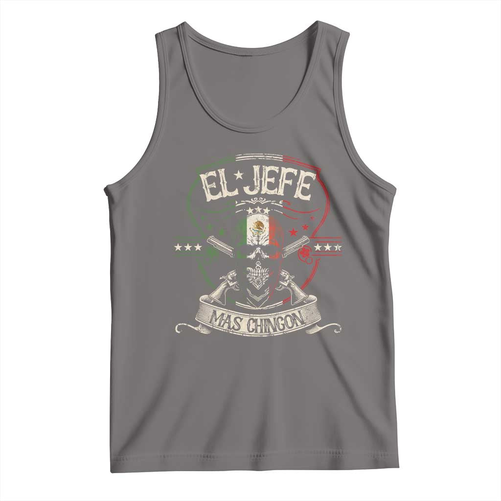 Funny El Jefe Mas Chingon Tank Top Mexican Boss TS11 Deep Heather Print Your Wear