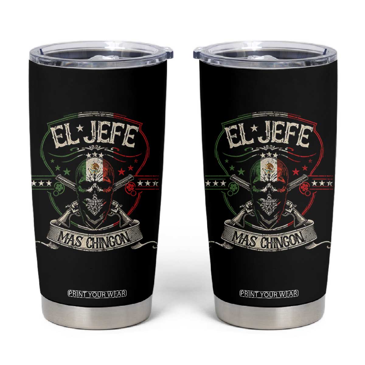 Funny El Jefe Mas Chingon Tumbler Cup Mexican Boss TS11 Black Print Your Wear