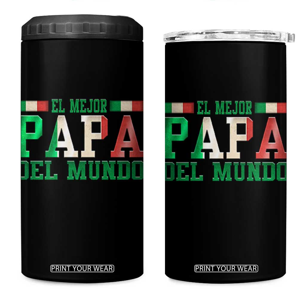 Funny El Mejor Papa Del Mundo 4 in 1 Can Cooler Tumbler Mexican Father TS11 One Size: 16 oz Black Print Your Wear
