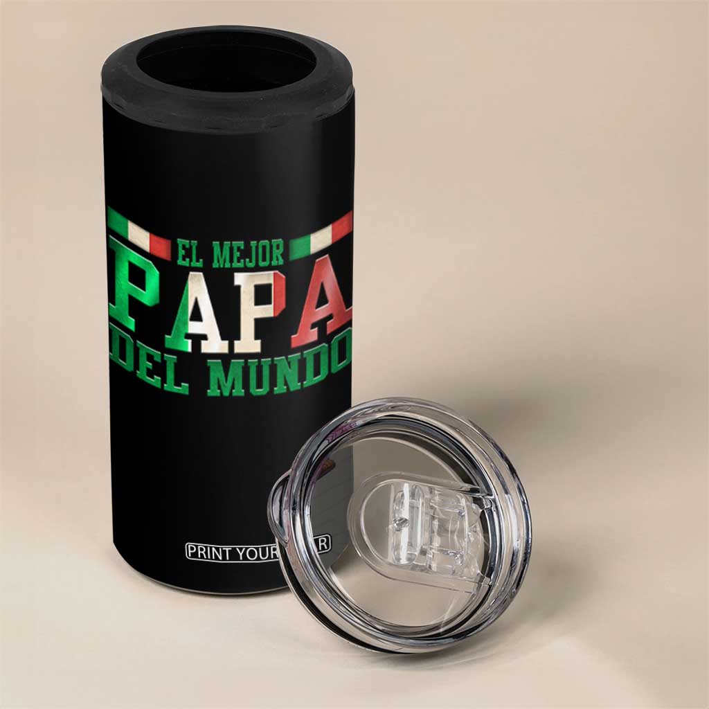 Funny El Mejor Papa Del Mundo 4 in 1 Can Cooler Tumbler Mexican Father TS11 Print Your Wear