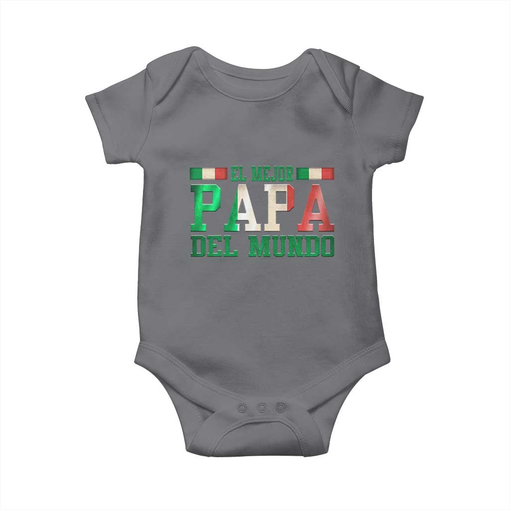 Funny El Mejor Papa Del Mundo Baby Onesie Mexican Father TS11 Charcoal Print Your Wear