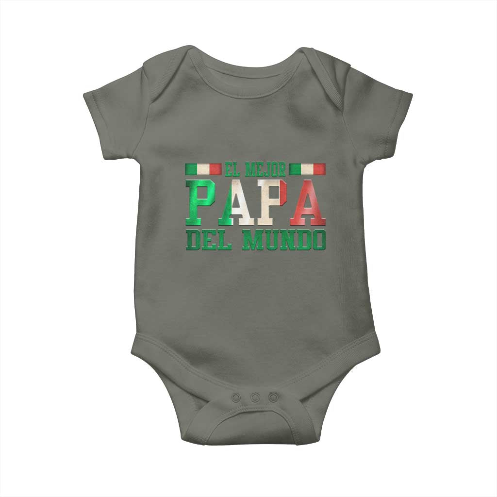 Funny El Mejor Papa Del Mundo Baby Onesie Mexican Father TS11 Military Green Print Your Wear