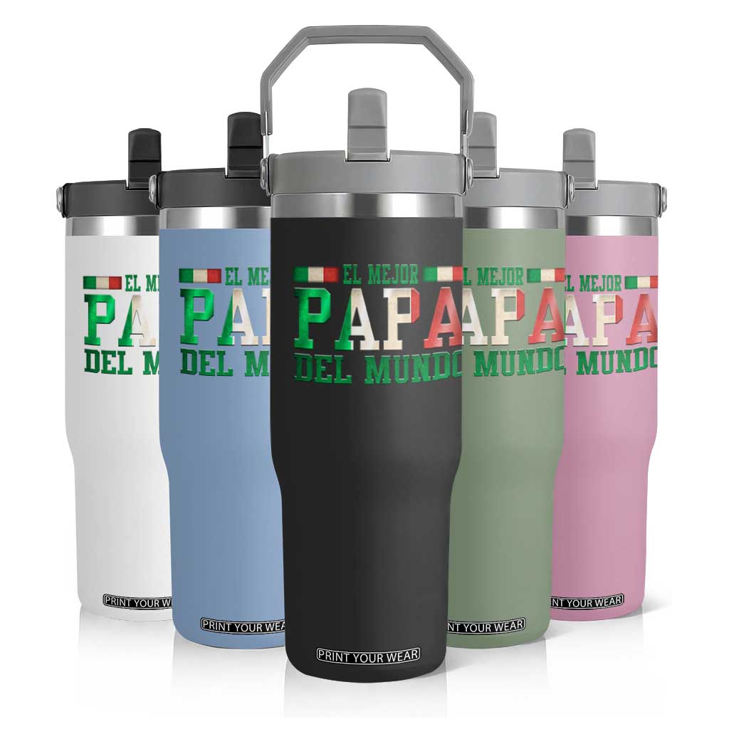 Funny El Mejor Papa Del Mundo Flip Straw Tumbler Mexican Father TS11 Print Your Wear