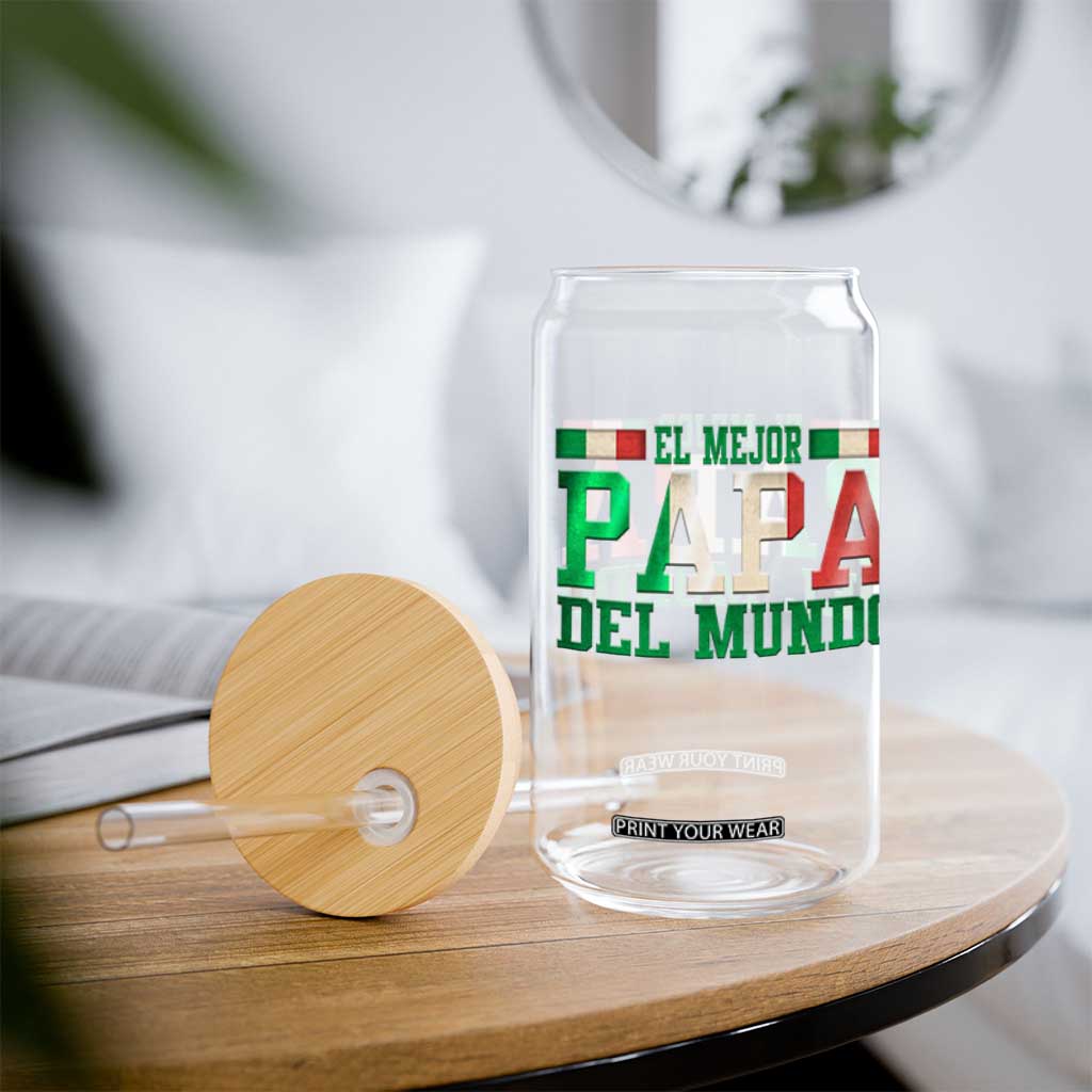 Funny El Mejor Papa Del Mundo Glass Can Mexican Father TS11 Print Your Wear