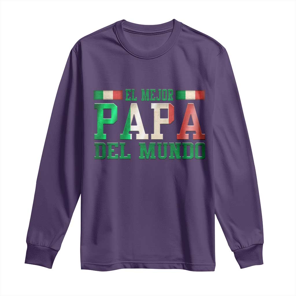 Funny El Mejor Papa Del Mundo Long Sleeve Shirt Mexican Father TS11 Purple Print Your Wear