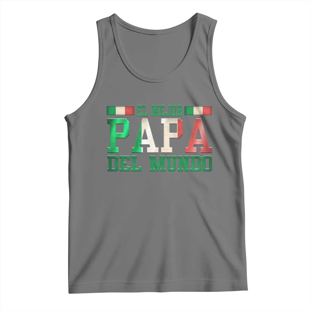 Funny El Mejor Papa Del Mundo Tank Top Mexican Father TS11 Black Heather Print Your Wear