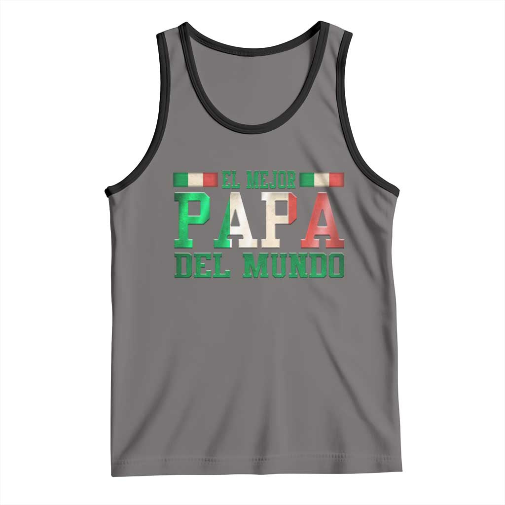 Funny El Mejor Papa Del Mundo Tank Top Mexican Father TS11 Deep Heather Black Print Your Wear