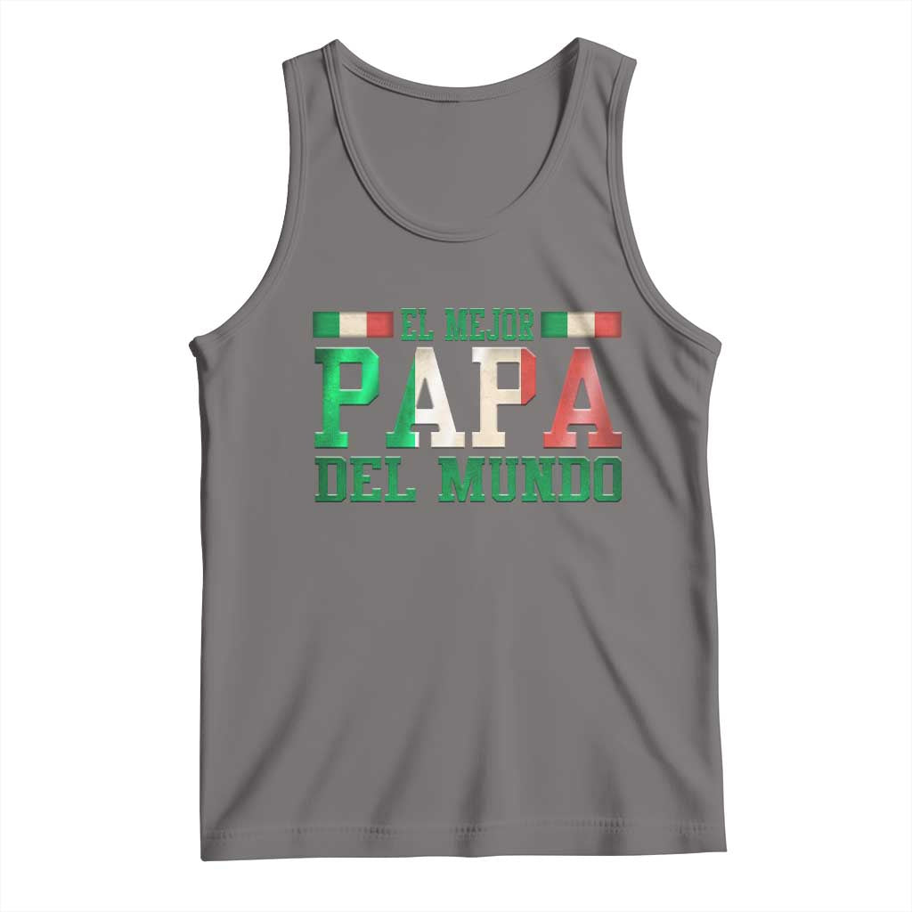 Funny El Mejor Papa Del Mundo Tank Top Mexican Father TS11 Deep Heather Print Your Wear