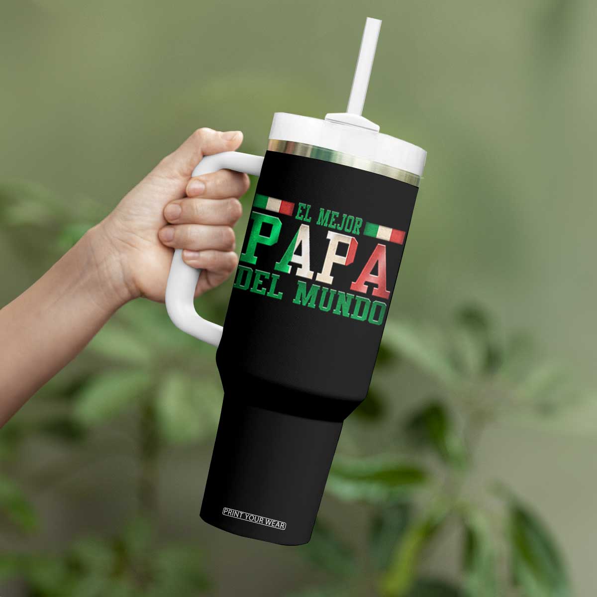 Funny El Mejor Papa Del Mundo Tumbler With Handle Mexican Father TS11 Print Your Wear