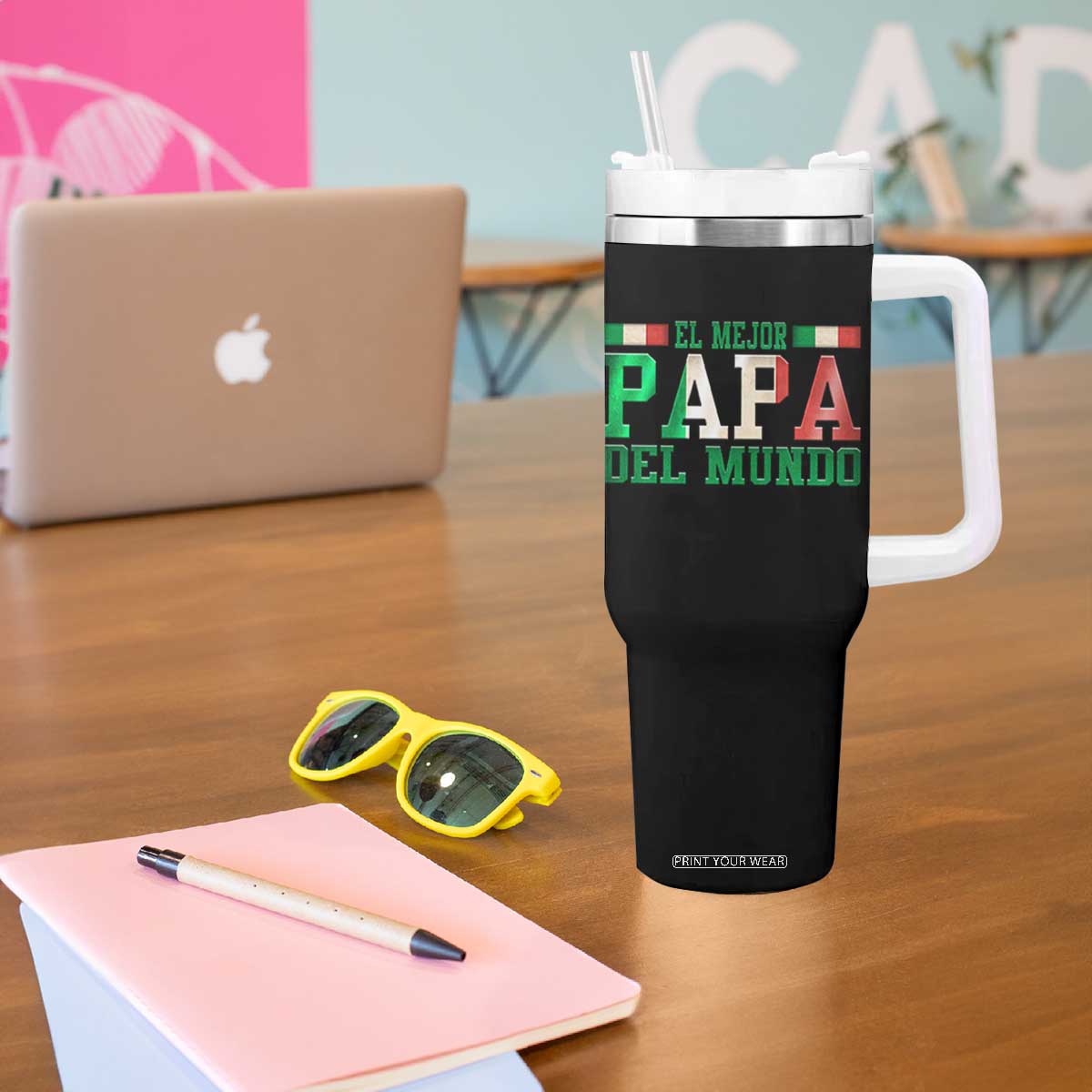 Funny El Mejor Papa Del Mundo Tumbler With Handle Mexican Father TS11 Print Your Wear