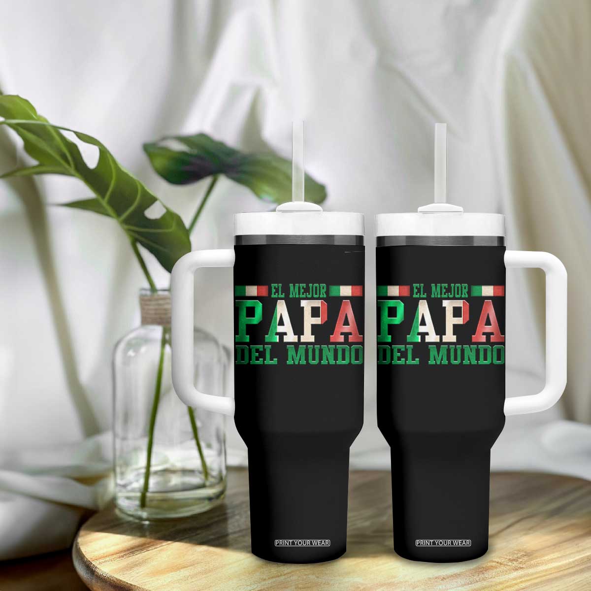 Funny El Mejor Papa Del Mundo Tumbler With Handle Mexican Father TS11 Print Your Wear