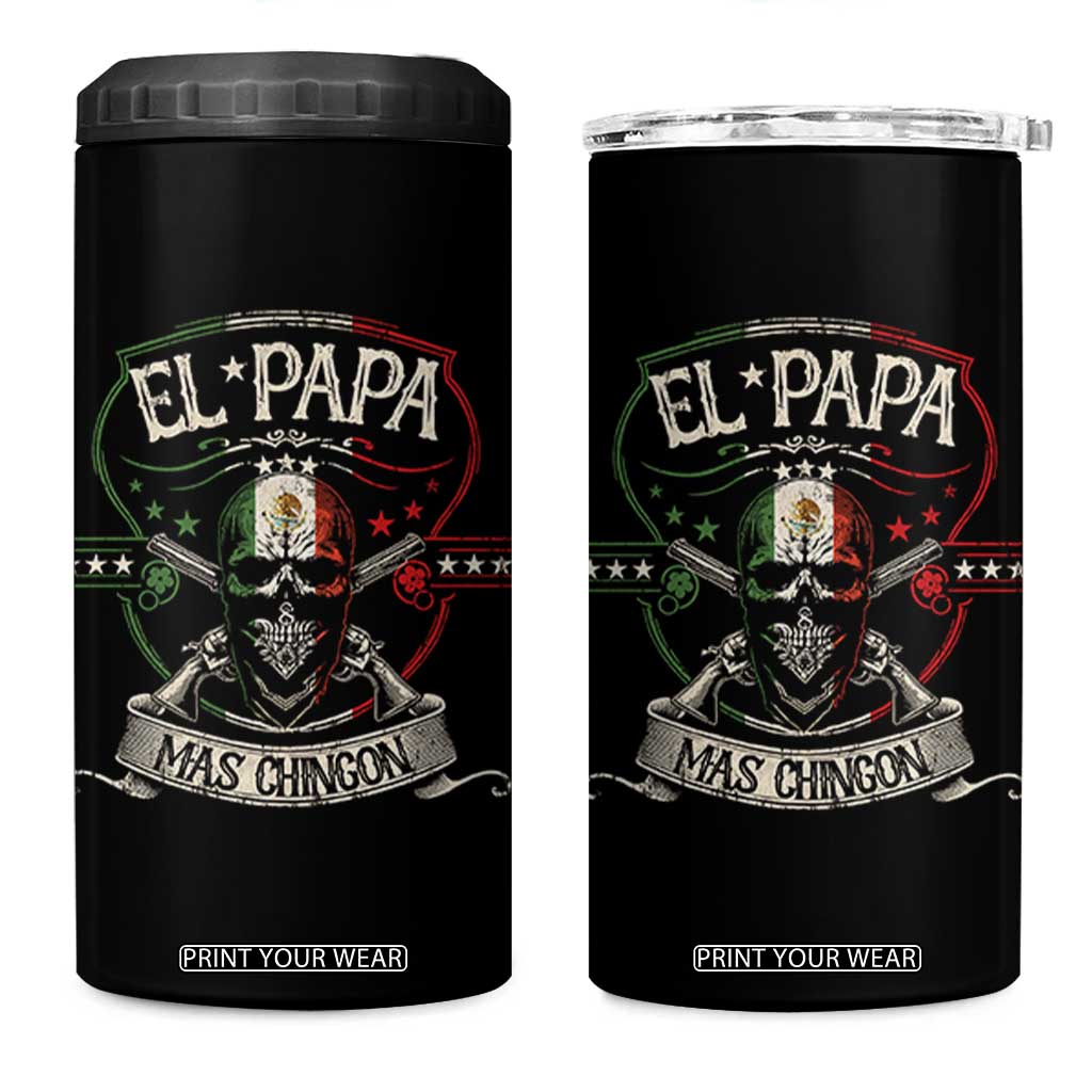 Funny El Papa Mas Chingon 4 in 1 Can Cooler Tumbler Best Mexican Dad Fathers Day Skull TS11 One Size: 16 oz Black Print Your Wear