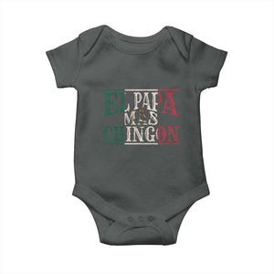 Funny El Papa Mas Chingon Baby Onesie Best Mexican Dad Father's Day Mexican Flag TS11 Dark Heather Print Your Wear