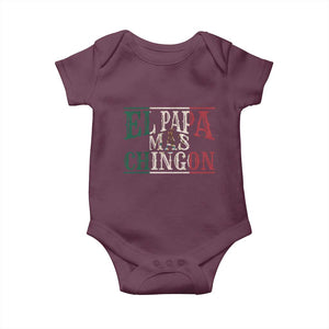 Funny El Papa Mas Chingon Baby Onesie Best Mexican Dad Father's Day Mexican Flag TS11 Maroon Print Your Wear