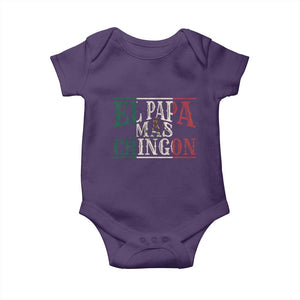 Funny El Papa Mas Chingon Baby Onesie Best Mexican Dad Father's Day Mexican Flag TS11 Purple Print Your Wear