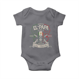 Funny El Papa Mas Chingon Baby Onesie Best Mexican Dad Father's Day Skull TS11 Charcoal Print Your Wear