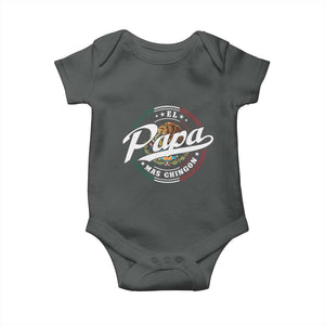 Funny El Papa Mas Chingon Baby Onesie Best Mexican Dad Father's Day TS11 Dark Heather Print Your Wear