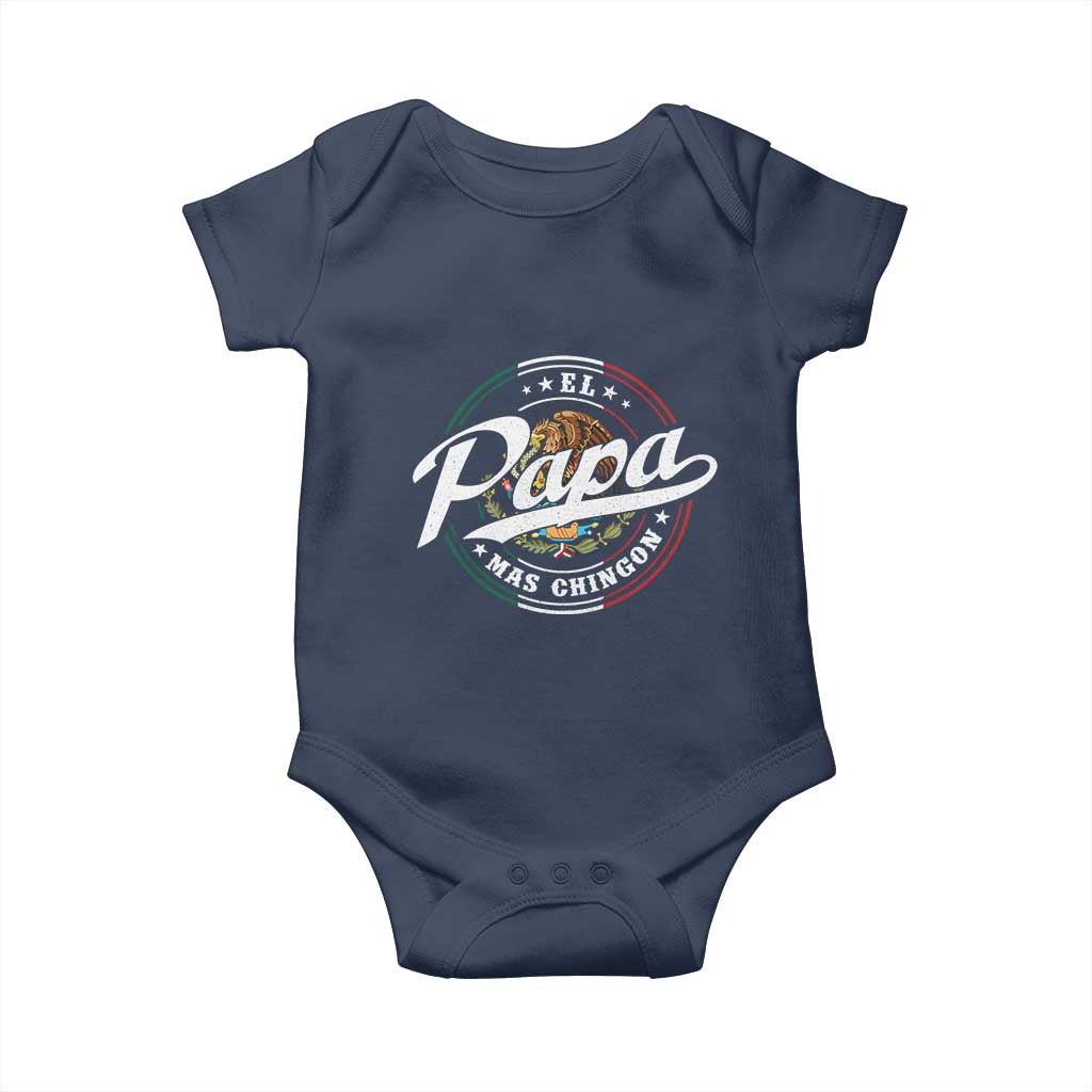 Funny El Papa Mas Chingon Baby Onesie Best Mexican Dad Father's Day TS11 Navy Print Your Wear