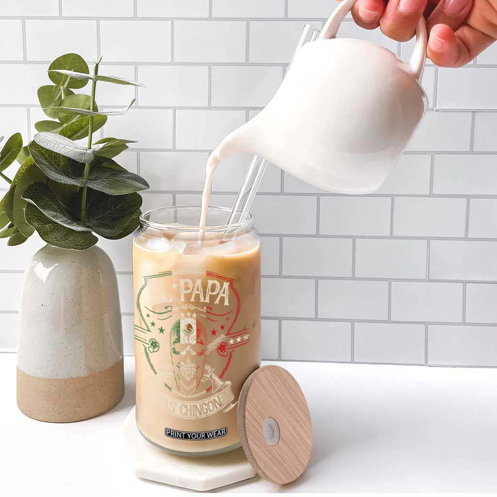 Funny El Papa Mas Chingon Glass Can Best Mexican Dad Fathers Day Skull TS11 Print Your Wear