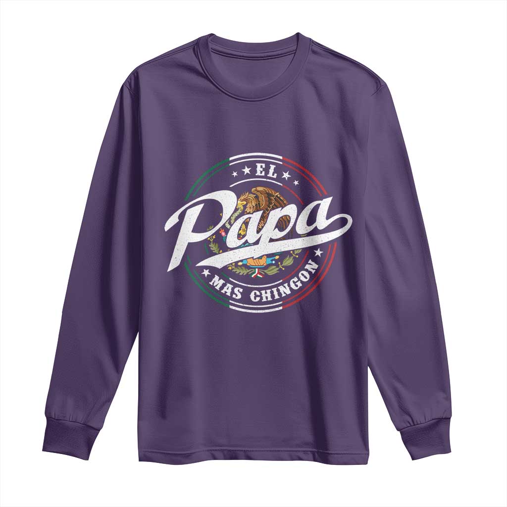 Funny El Papa Mas Chingon Long Sleeve Shirt Best Mexican Dad Father's Day TS11 Purple Print Your Wear