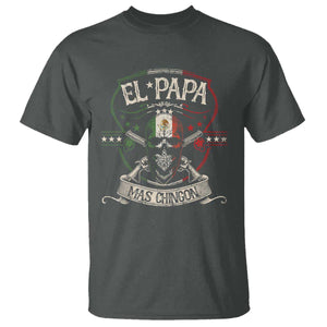 Funny El Papa Mas Chingon T Shirt Best Mexican Dad Fathers Day Skull TS11 Dark Heather Print Your Wear