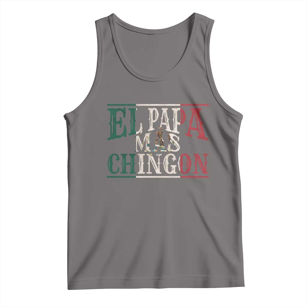 Funny El Papa Mas Chingon Tank Top Best Mexican Dad Father's Day Mexican Flag TS11 Deep Heather Print Your Wear