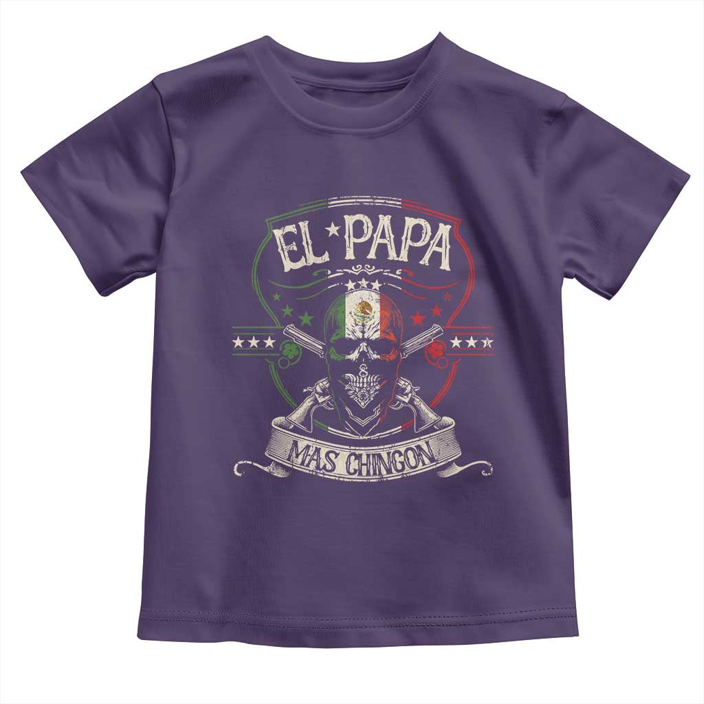 Funny El Papa Mas Chingon Toddler T Shirt Best Mexican Dad Father's Day Skull TS11 Purple Print Your Wear