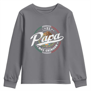 Funny El Papa Mas Chingon Youth Sweatshirt Best Mexican Dad Father's Day TS11 Charcoal Print Your Wear