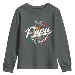 Funny El Papa Mas Chingon Youth Sweatshirt Best Mexican Dad Father's Day TS11 Dark Heather Print Your Wear