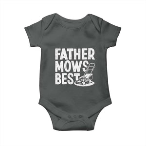 Funny Father Mows Best Baby Onesie Fathers Day Dad Jokes Lawn Mowing TS11 Dark Heather Print Your Wear