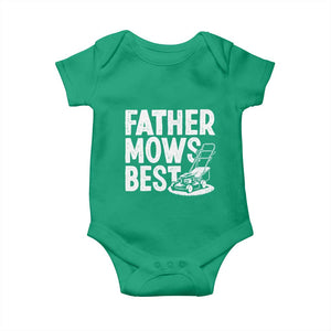 Funny Father Mows Best Baby Onesie Fathers Day Dad Jokes Lawn Mowing TS11 Irish Green Print Your Wear