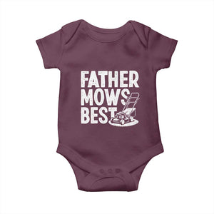 Funny Father Mows Best Baby Onesie Fathers Day Dad Jokes Lawn Mowing TS11 Maroon Print Your Wear