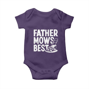Funny Father Mows Best Baby Onesie Fathers Day Dad Jokes Lawn Mowing TS11 Purple Print Your Wear