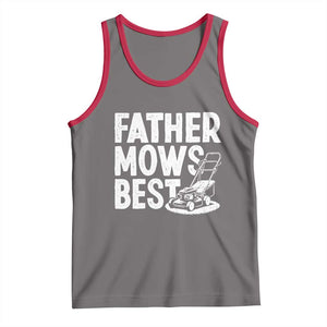 Funny Father Mows Best Tank Top Fathers Day Dad Jokes Lawn Mowing TS11 Deep Heather Red Print Your Wear