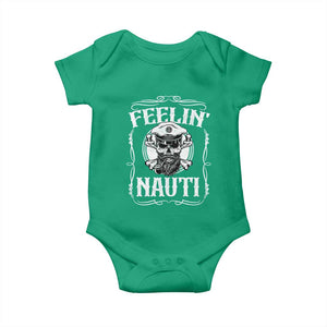 Funny Feelin Nauti Baby Onesie Boat Captain Pontoon Sailing Sailor Skull TS11 Irish Green Print Your Wear