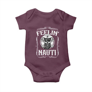 Funny Feelin Nauti Baby Onesie Boat Captain Pontoon Sailing Sailor Skull TS11 Maroon Print Your Wear