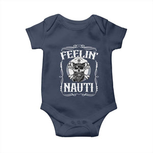 Funny Feelin Nauti Baby Onesie Boat Captain Pontoon Sailing Sailor Skull TS11 Navy Print Your Wear