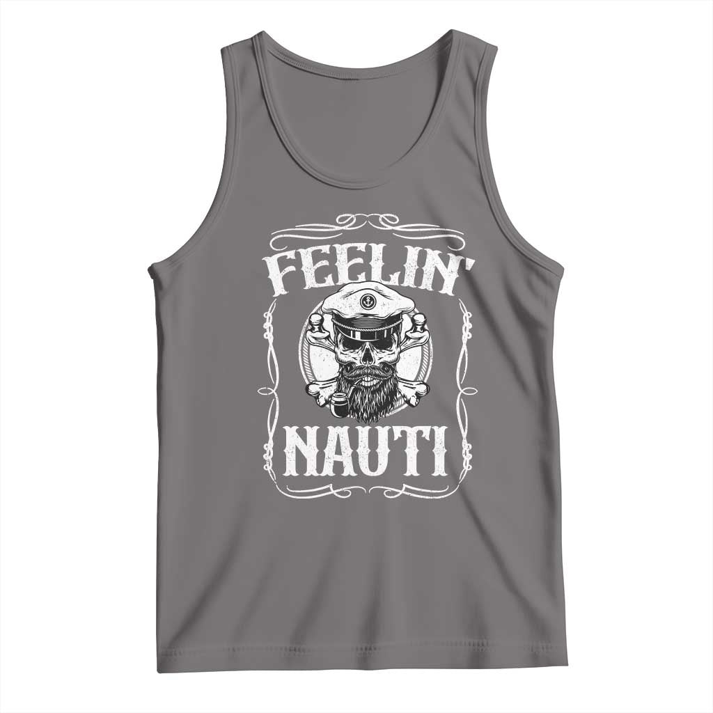 Funny Feelin Nauti Tank Top Boat Captain Pontoon Sailing Sailor Skull TS11 Deep Heather Print Your Wear