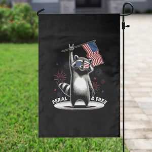 Funny Feral And Free Garden Flag 4th of July Patriotic Raccoon With American Flag Fireworks TS11 Print Your Wear