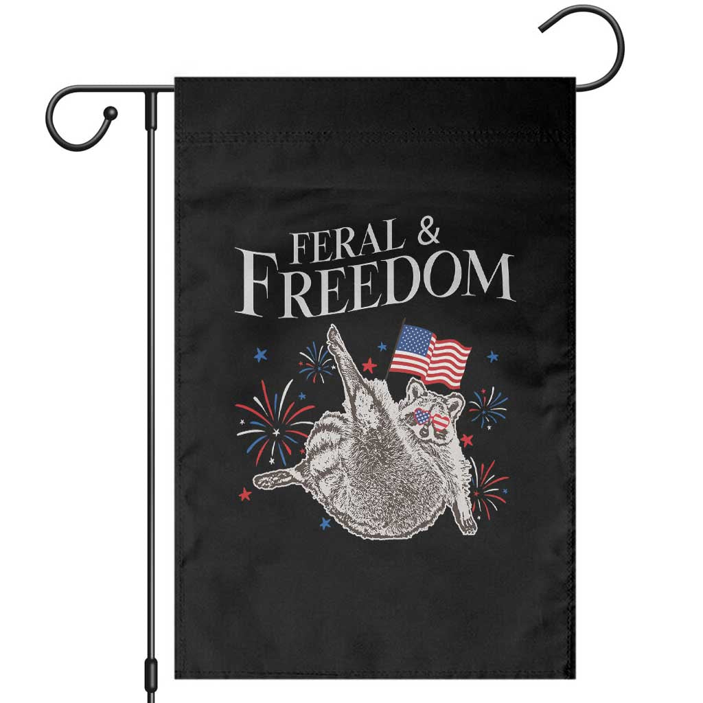 Funny Feral And Free Garden Flag 4th of July Patriotic Raccoon With American Flag TS11 Black Print Your Wear