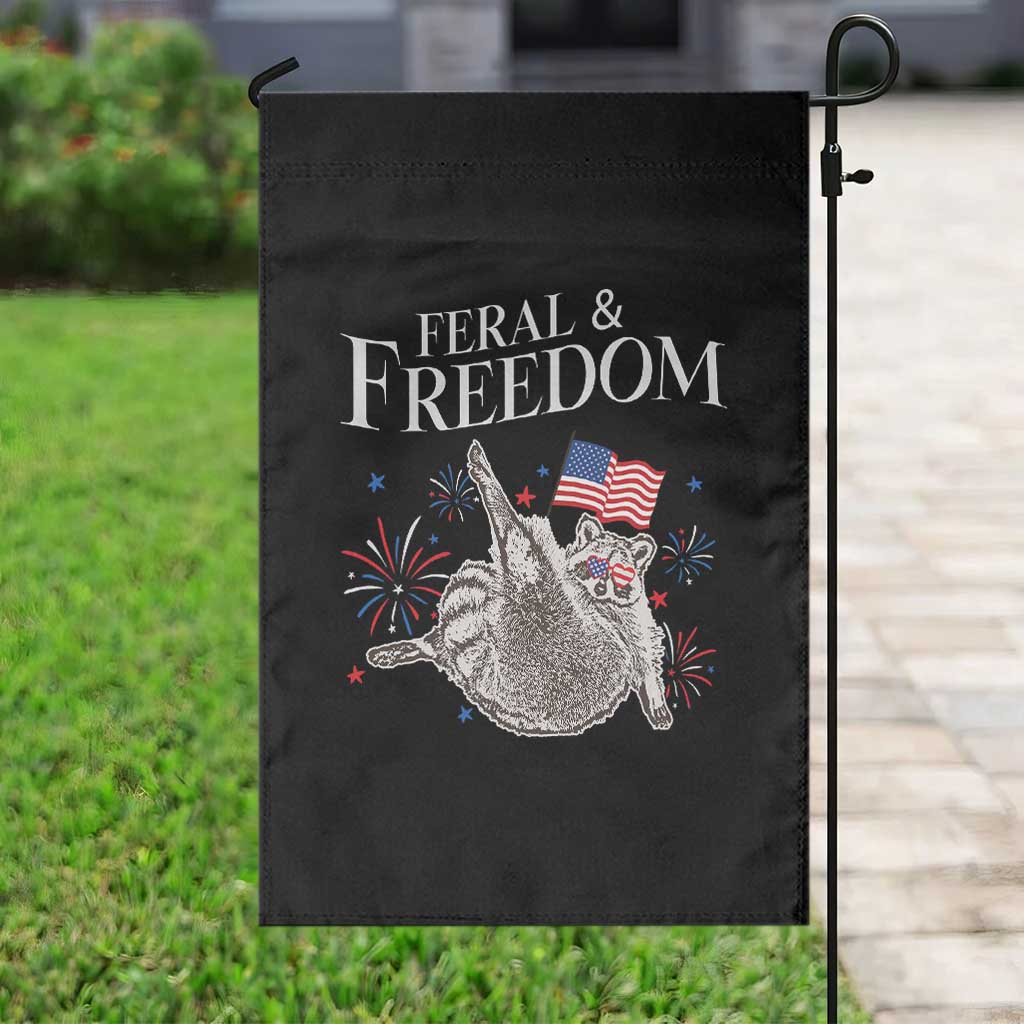 Funny Feral And Free Garden Flag 4th of July Patriotic Raccoon With American Flag TS11 Print Your Wear