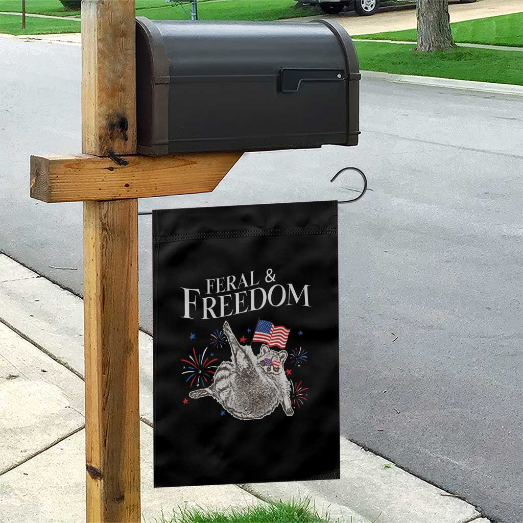 Funny Feral And Free Garden Flag 4th of July Patriotic Raccoon With American Flag TS11 Print Your Wear