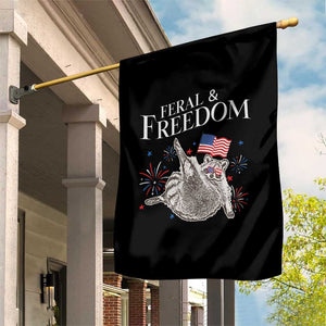 Funny Feral And Free Garden Flag 4th of July Patriotic Raccoon With American Flag TS11 Print Your Wear