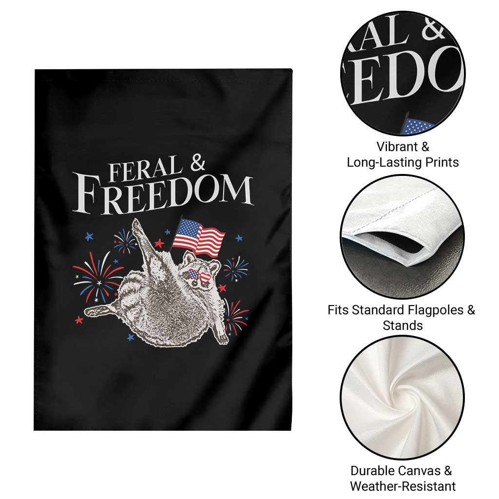 Funny Feral And Free Garden Flag 4th of July Patriotic Raccoon With American Flag TS11 Print Your Wear