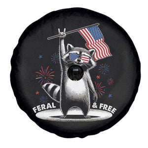 Funny Feral And Free Spare Tire Cover 4th of July Patriotic Raccoon With American Flag Fireworks TS11 Print Your Wear