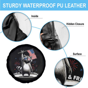 Funny Feral And Free Spare Tire Cover 4th of July Patriotic Raccoon With American Flag Fireworks TS11 Print Your Wear